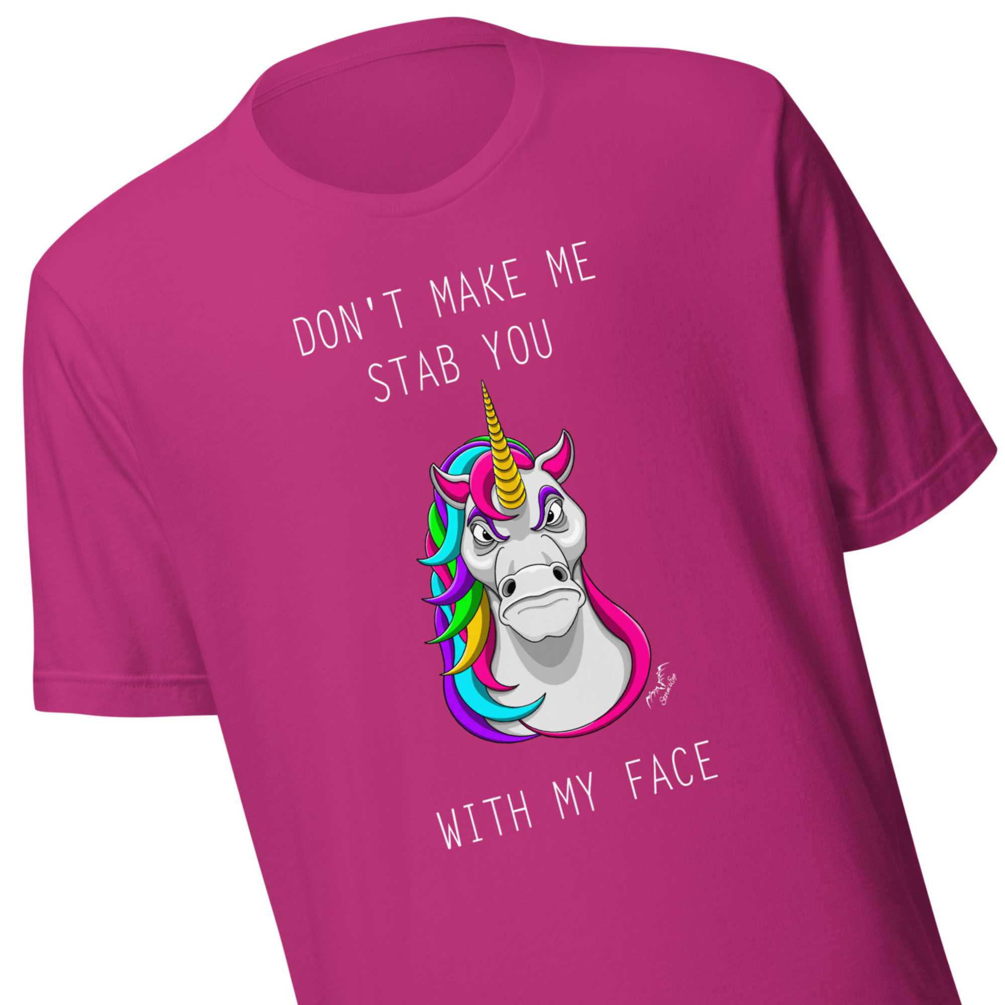 Stabby Unicorn T-shirt | Funny Angry Unicorn Shirt | 7 Colours S