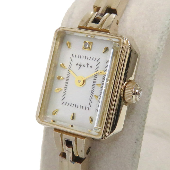 ageteアガット シルバー色 ステンレス 時計 バングル 小傷あり 電池