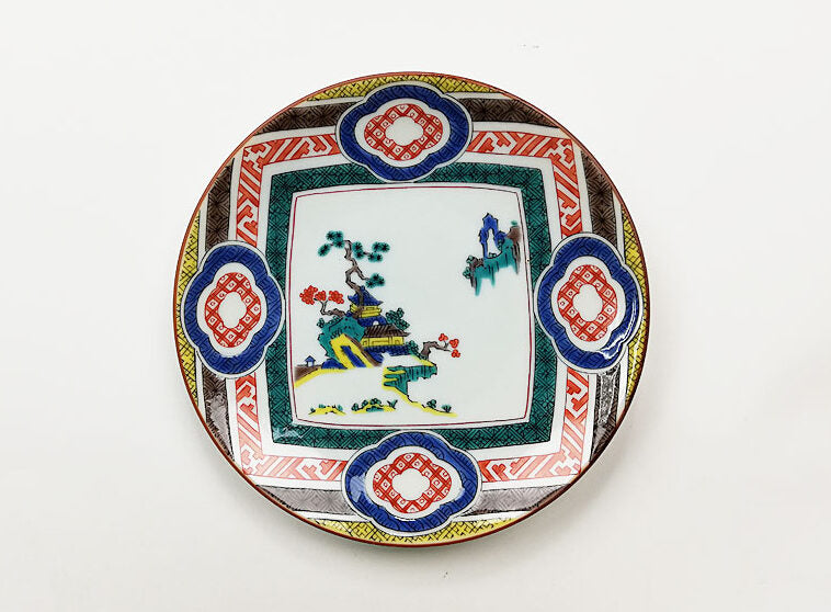 九谷焼 金彩麒麟文青手皿 木箱付 九谷焼 金彩麒麟文青手皿 木箱付