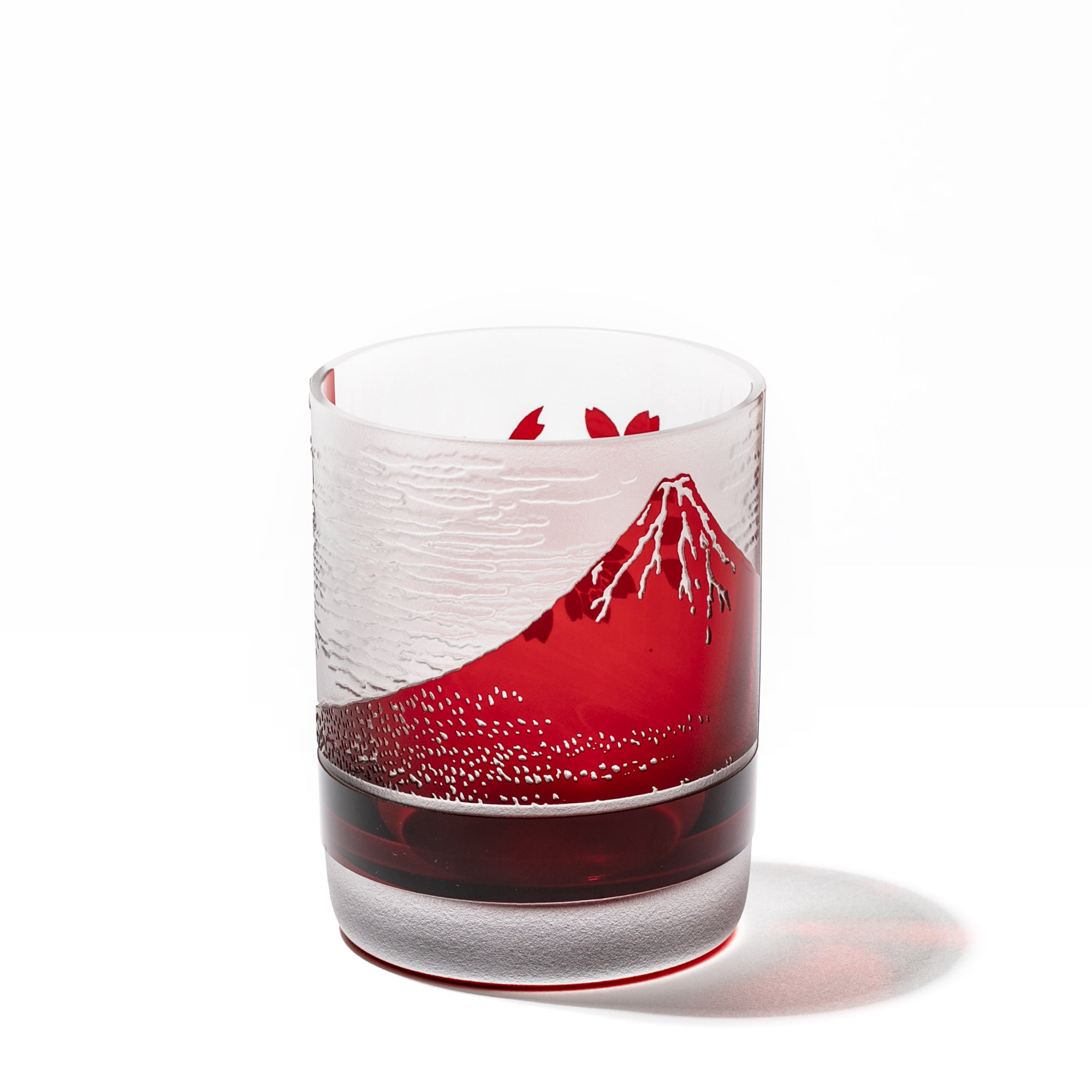 江戸硝子 赤富士に桜 オールドグラス 赤 ｜江戸切子グラスならTABLEAU