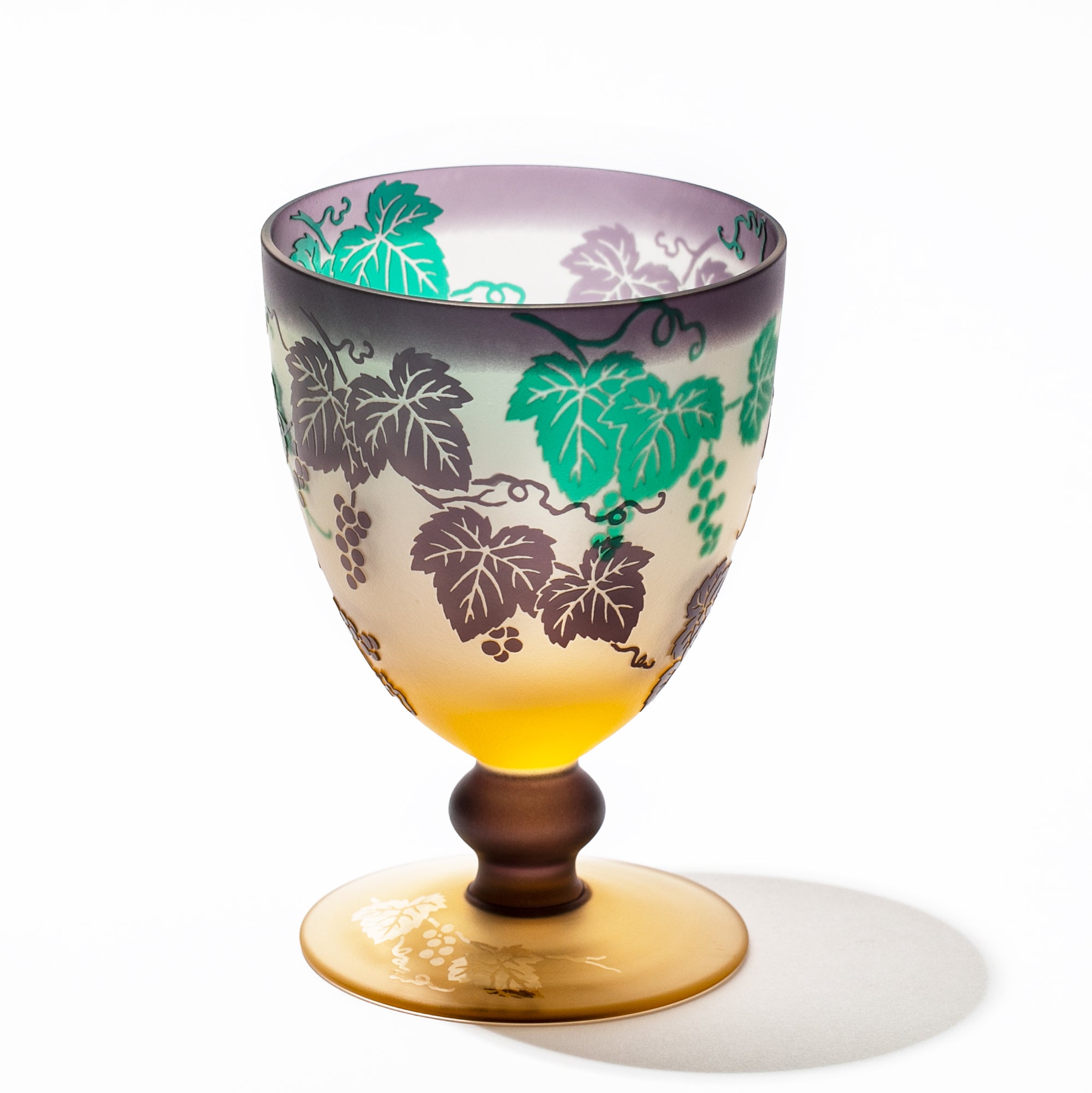 彫刻 幻夢柄子 ぶどう紋 ゴブレット ｜江戸切子グラスならTABLEAU