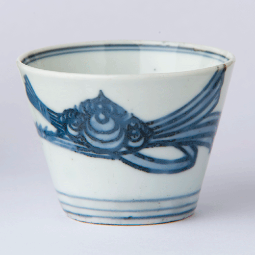 骨董 古伊万里 アンティーク 染付 観世水 馬の目 蕎麦猪口 3点 甘手