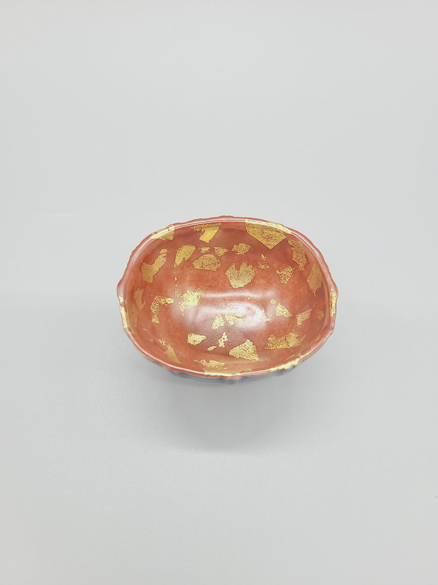 松谷窯/赤地金箔散 福禄寿酒盃 五客 松谷窯/赤地金箔散 福禄寿酒盃 五