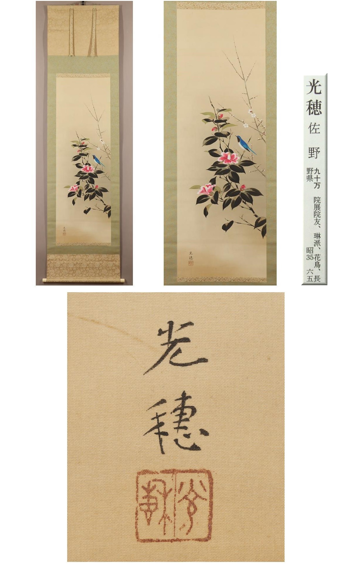 美品 掛け軸 三輪峻作 山藤図 共箱 美術年鑑掲載 【公式通販】