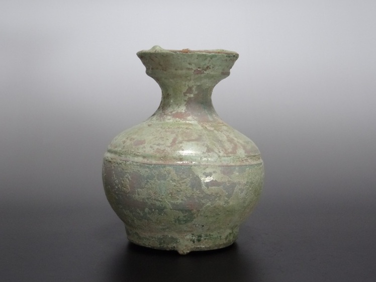 漢 緑釉 銀化小壺 仙遊洞