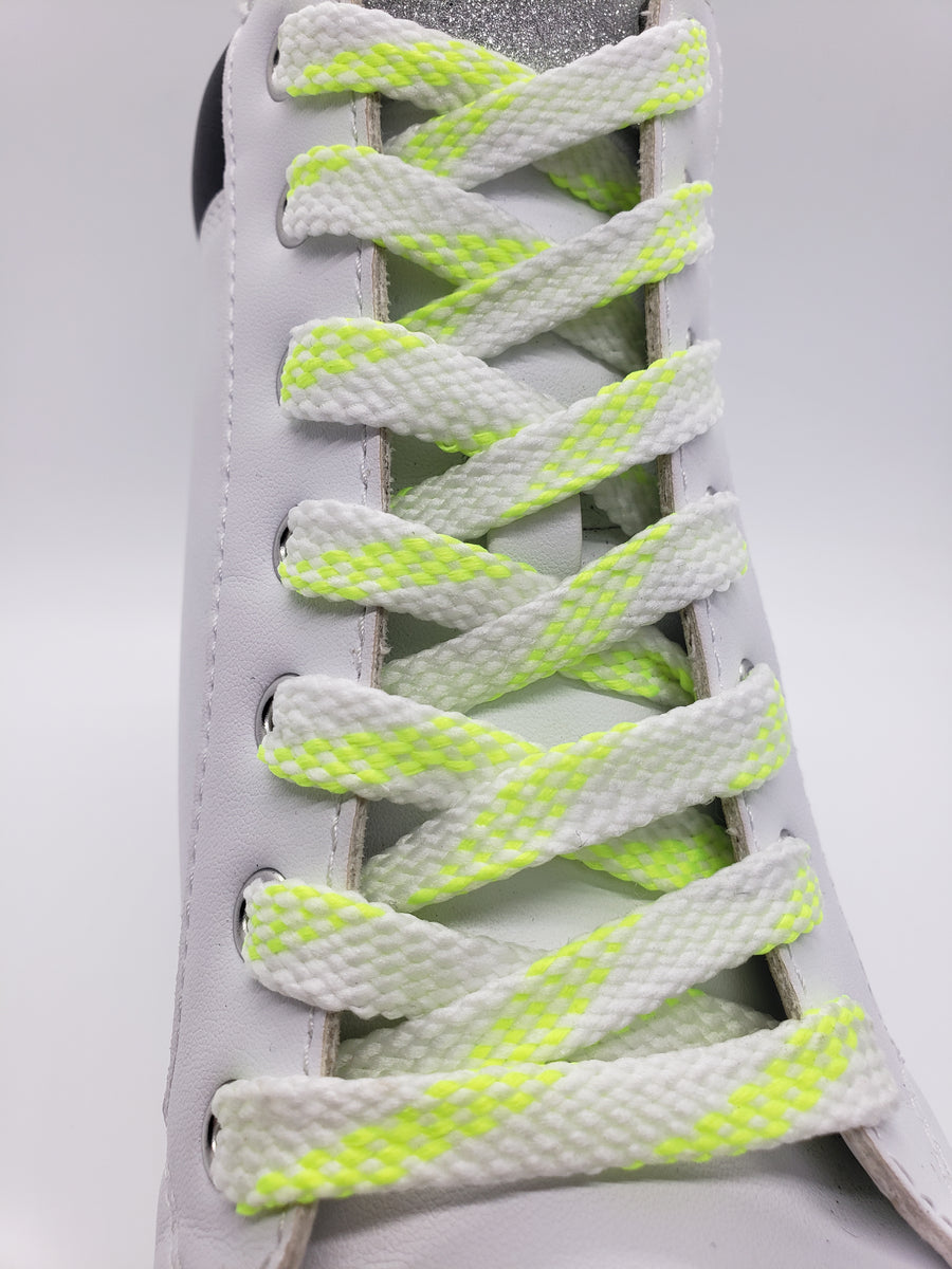 Flat Glow in the Dark Shoelaces - Neon Yellow and White – The Shoe