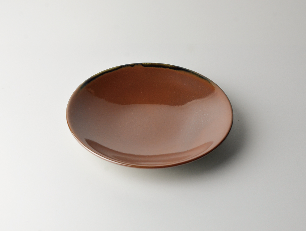 益子焼 柿釉深皿 作家物 益子伝統釉_柿釉 ソーサー｜