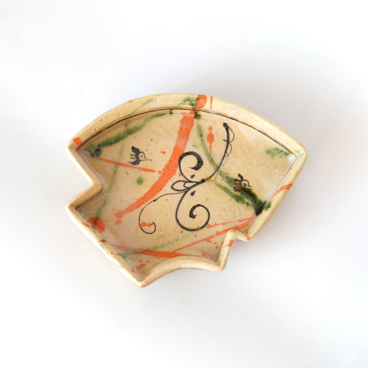 211『弥七田織部 脚付 猪口』 /骨董品 古美術 古道具 アンティーク