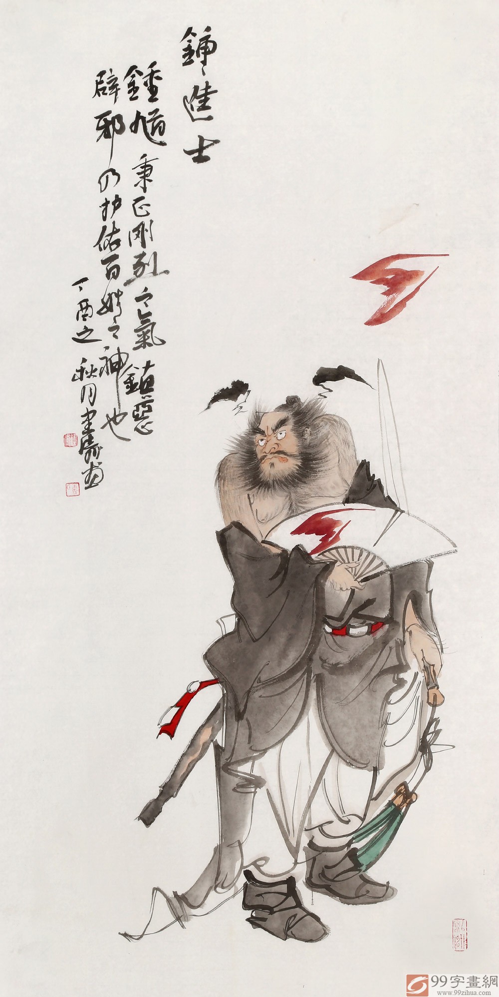 曹建涛四尺古代人物画《钟馗辟邪》 - 佛禅高士- 99字画网