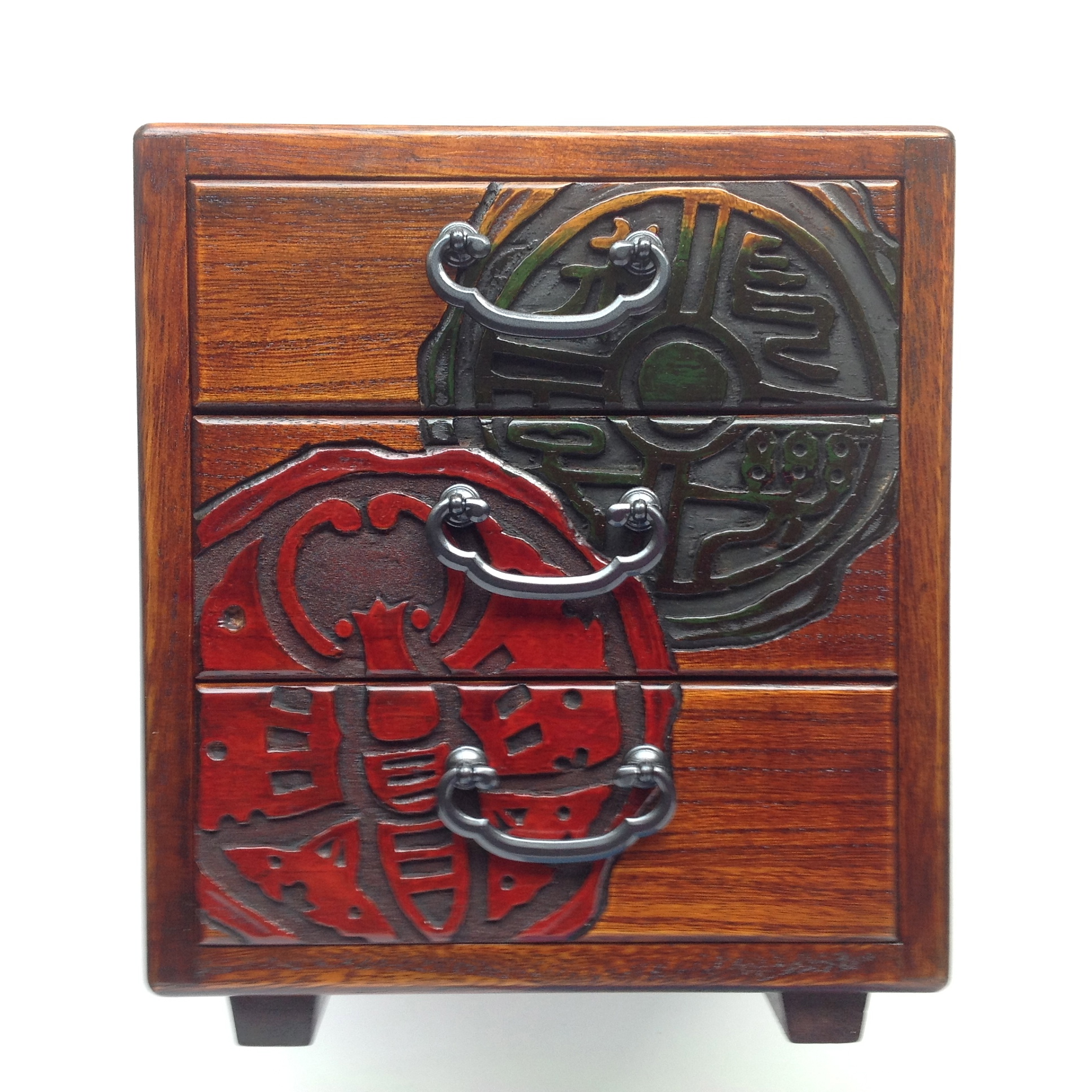 鳥城彫 木製 漆器収納ボックス 引き出し 鳥城彫 木製 漆器収納ボックス