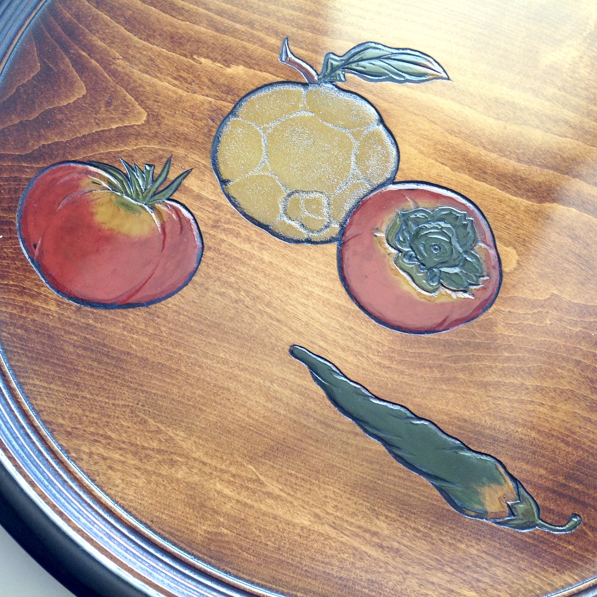 丸膳 尺3（39cm）野菜/果物 ｜ 岡山特産 烏城彫（うじょうぼり）～日本