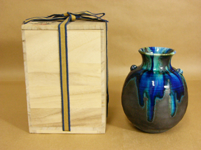 花入れ15】青銅釉加藤宇助高さ25㎝