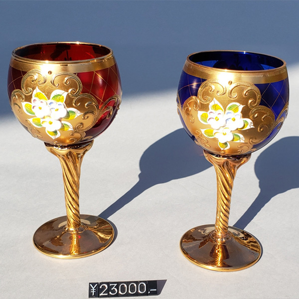 24金使用 ベネチアグラス ITALY MURANO GLASS ベネチアンペアワイン