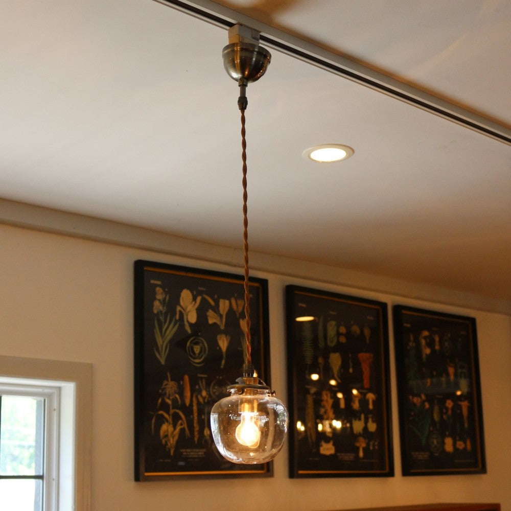 リンゴ型のガラスシェード♪ ペンダントランプ（クリア）セット【灯具A