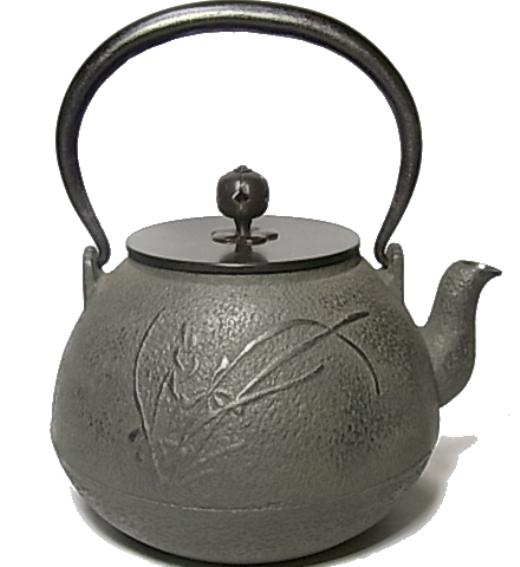 鉄瓶 蘭模様 唐銅蓋 京都