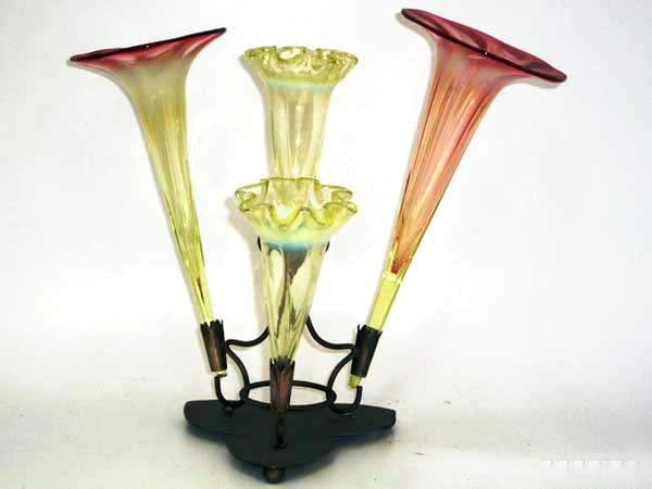 美品☆フェントン、ヴァセリンガラス、イエローオパールセント、ベース