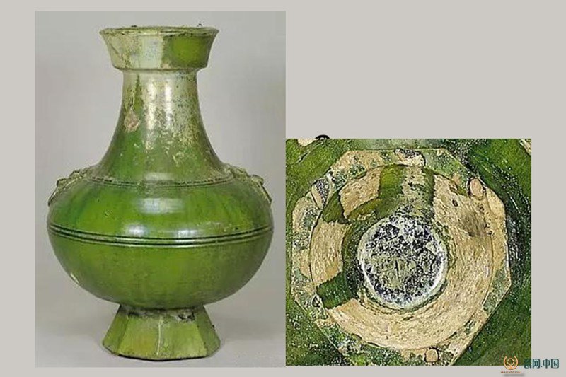 漢代緑釉小壺 】 出土文物 注記有 桐箱付 漢代緑釉小壺 】 出土文物