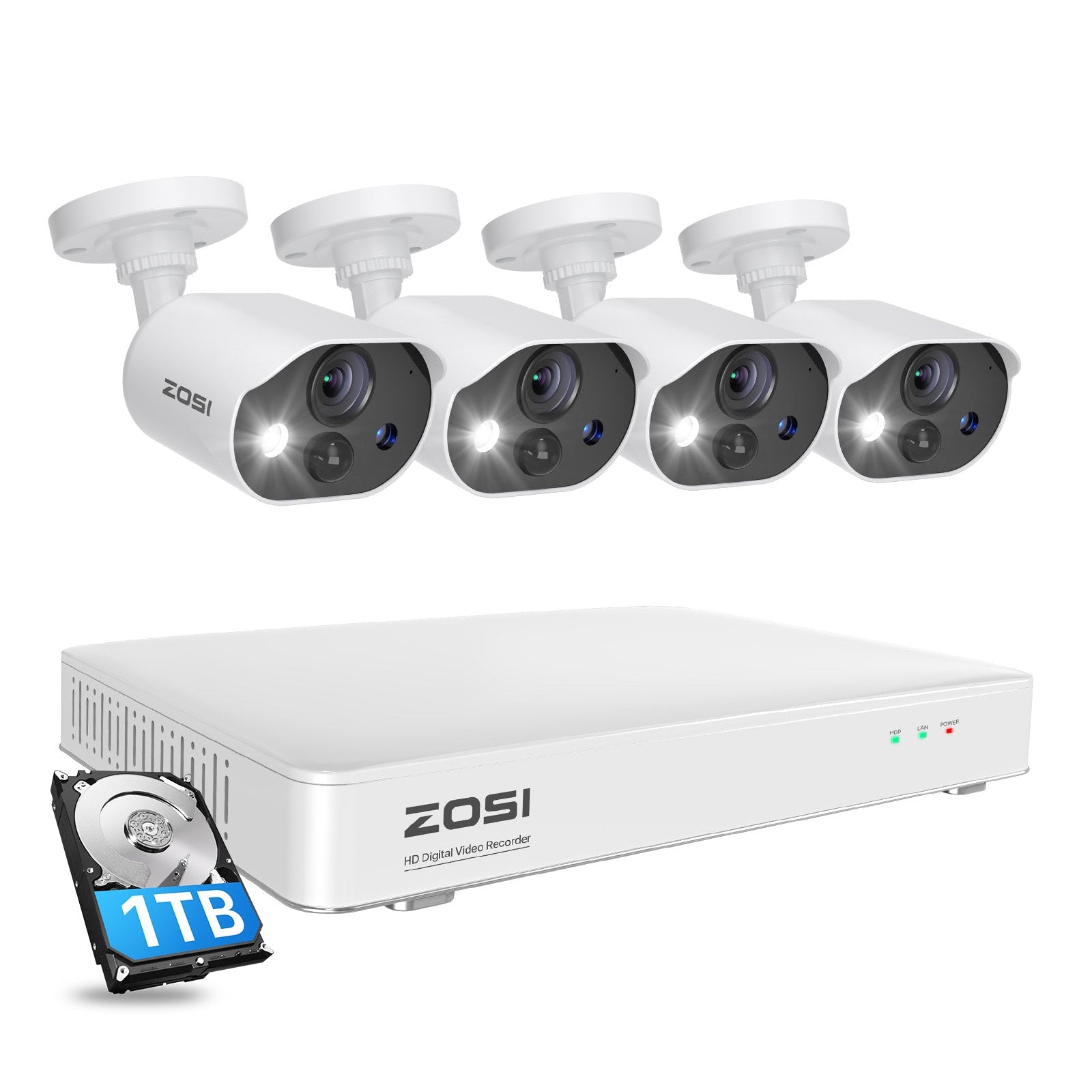 ZOSI Wi-Fi 防犯カメラ 4台セット NVR 3MP 監視カメラ ZOSI公式