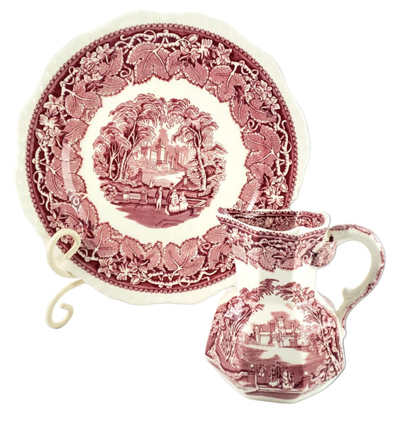 Mason's English Ironstone Red Transfer Creamer Jug and Dinner