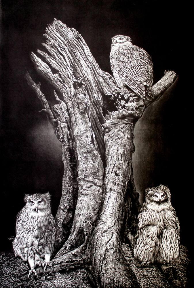 生田宏司銅版画（メゾチント）展 生田宏司 銀河の滝 銅版画 メゾチント