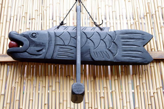 特大魚板 魚鼓 魚鐘 年代物 アンティーク インテリア 幅83cm