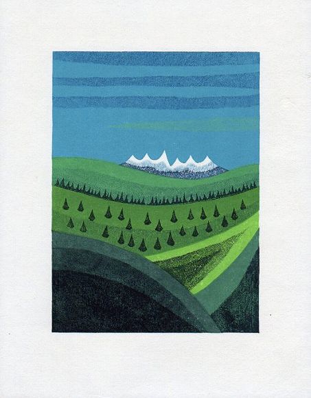 ☆大谷一良 木版画「残雪の歌」鉛筆サイン入り・限定25部・1999