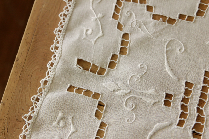 アンティーク シルク混ヤーンニードルワークレーストリム 梯子刺繍