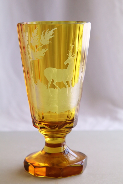 19世紀アンティークBohemian ボヘミアンガラス グラス鹿文