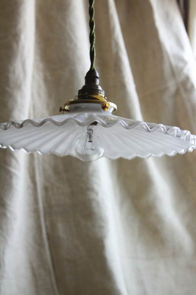 フランスアンティーク 5面ガラスのペンダントライト アールヌーボー