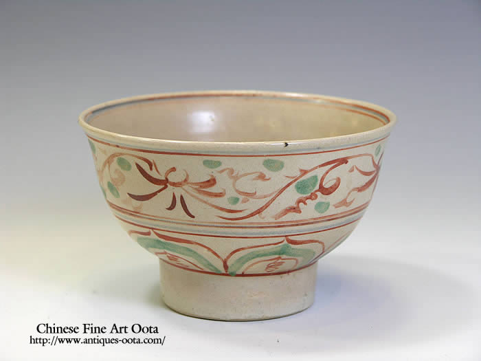 古美術 安南焼 ベトナム 唐草紋染付鉢 茶碗 呉須 陶磁器 骨董 桐箱付