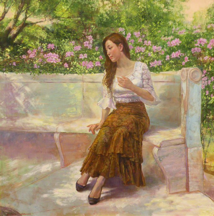 犀川愛子「春日」白日展内閣総理大臣賞受賞者の風景画 油絵