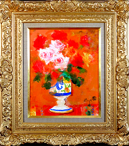 清原啓一 油絵 マジョリカのバラ 油彩6号 絵画 骨董