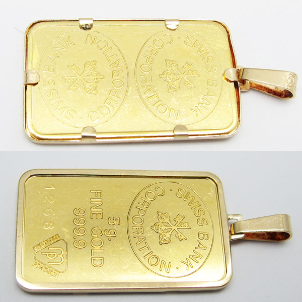 K24/K18 純金5g 18金0.5g インゴット ネックレストップ FINEGOLD