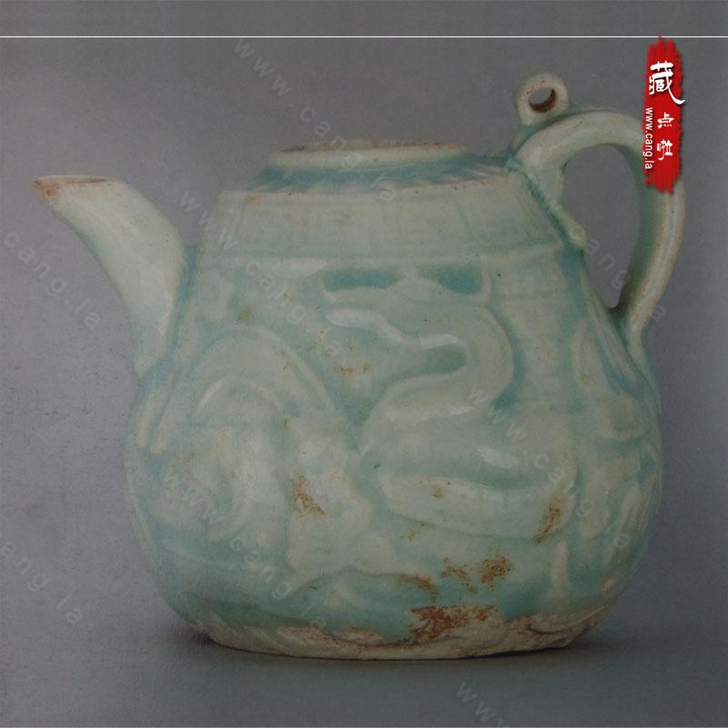 南宋景德镇窑青白瓷印花云龙纹水注/水滴/壶-酒壶-南宋湖田- 藏点啦古玩网