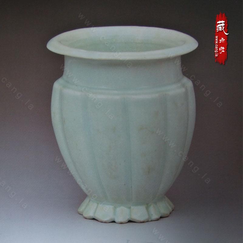 宋代景德镇窑青白釉瓜棱尊/钵-茶盏钵-北宋青白瓷- 藏点啦古玩网
