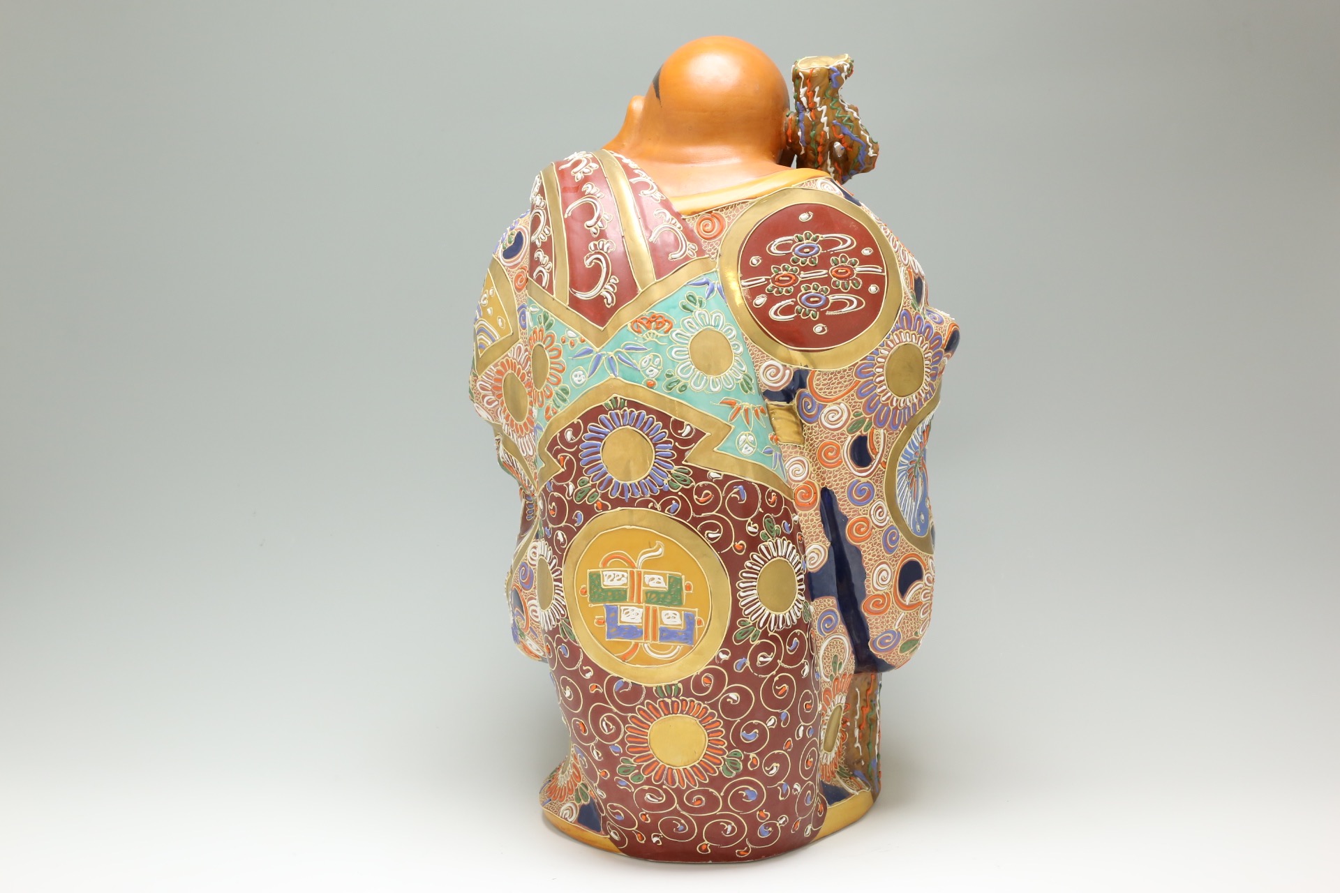 時代物布袋様、九谷焼、昭和レトロ色絵置物 美術品骨董品 縁起物、古美術品