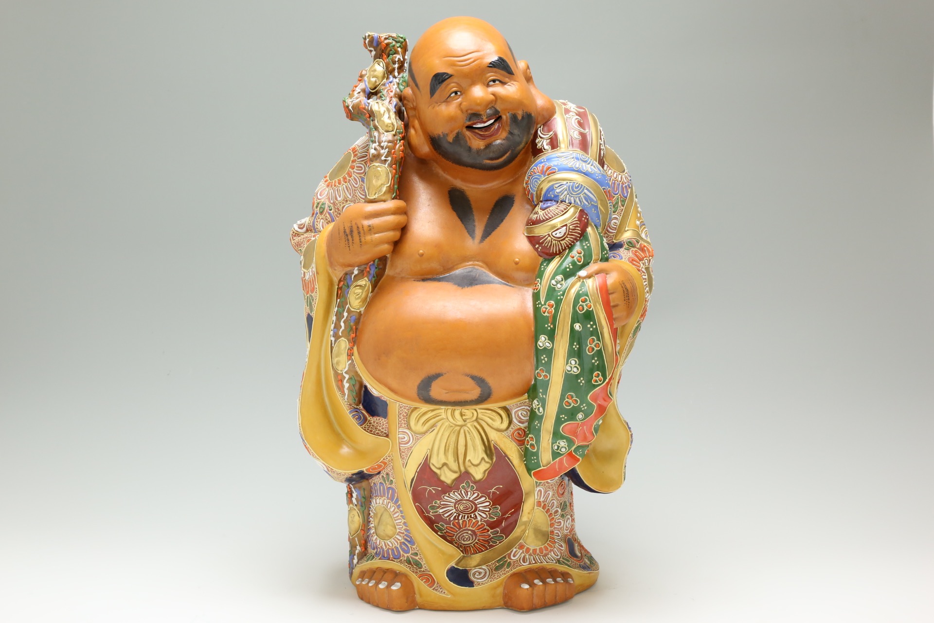 Y3122-9 九谷焼 色絵金襴手鳳凰布袋像 置物 高さ42㎝ - メルカリ