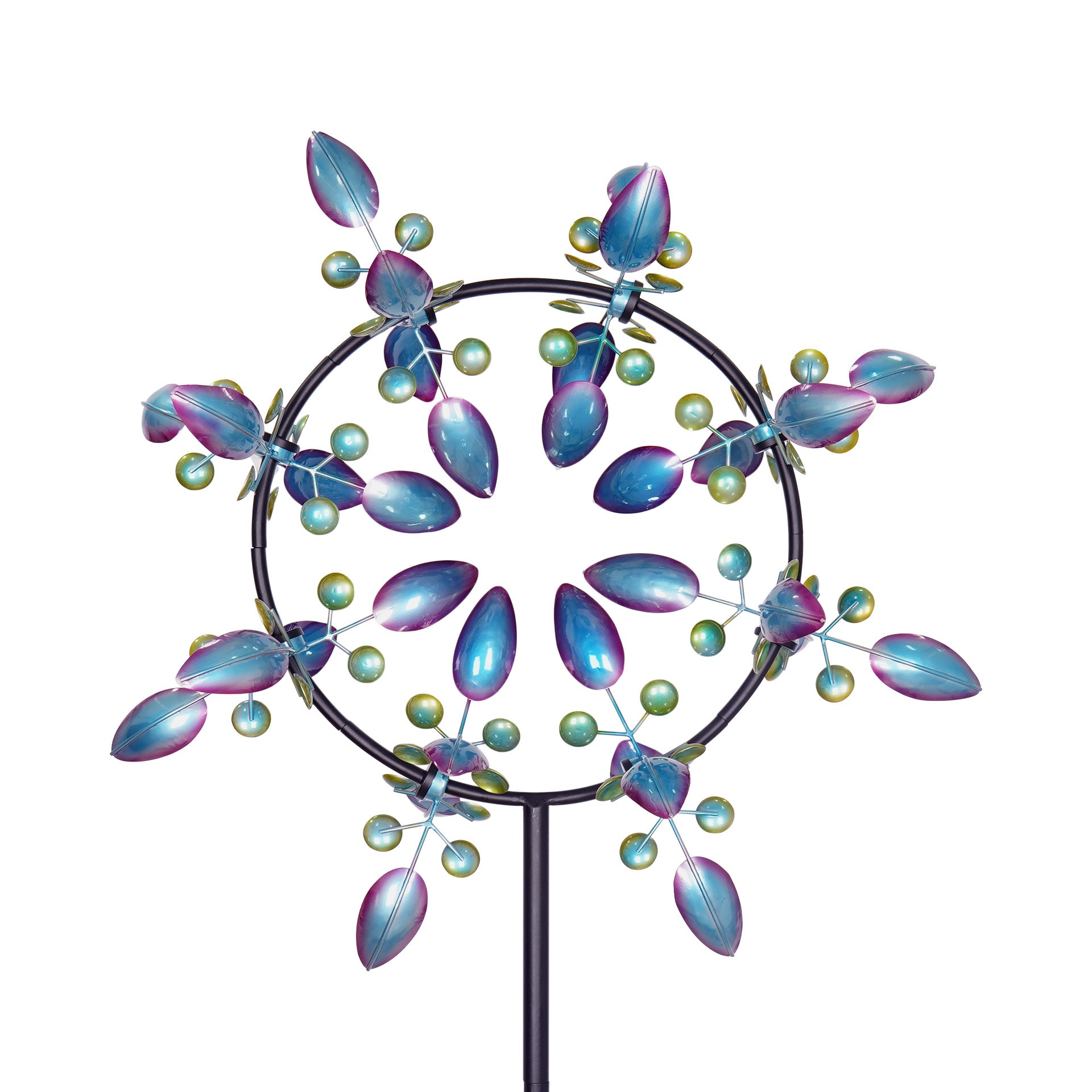 Large Metal Kinetic Wind Spinners, Flowering Sway Wind Sculpture
