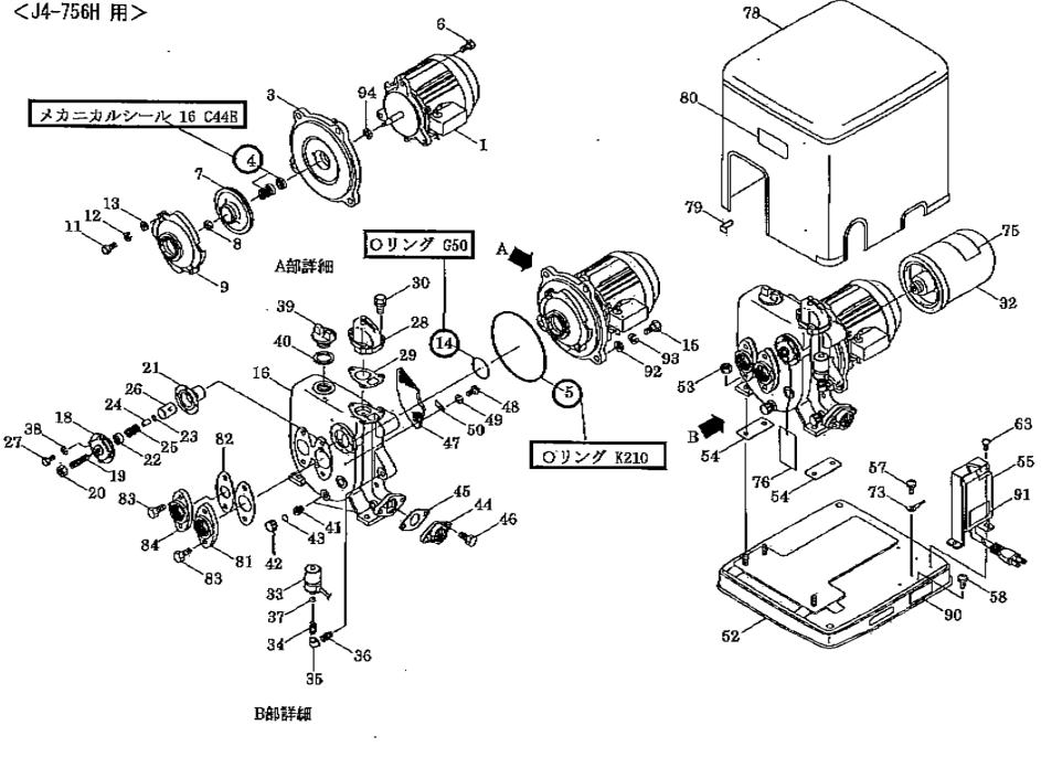 川本ポンプ純正部品 カワエース ジェットポンプ JF250S JF750S2 JF1500
