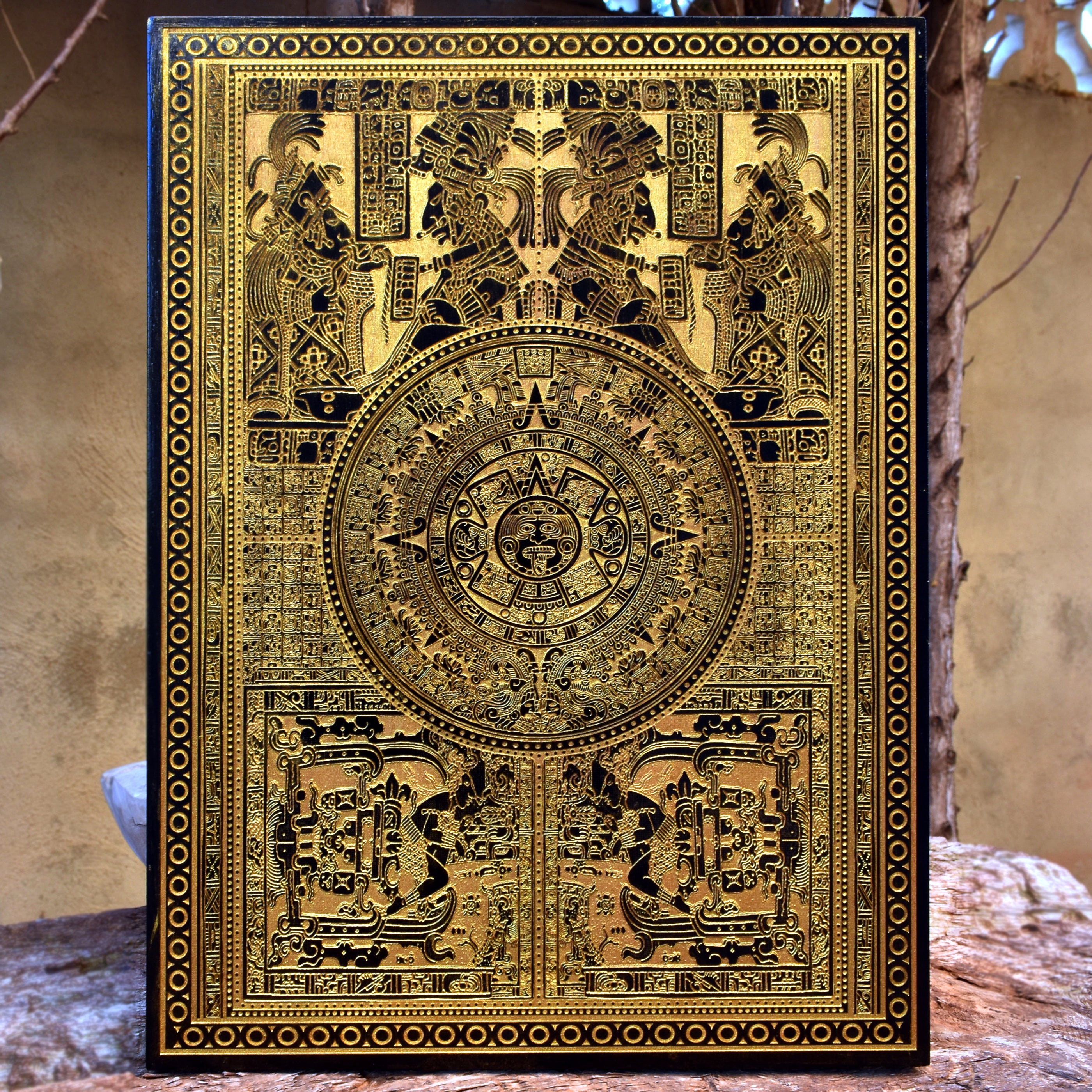 Aztec Calendar and Mayan Art Wood Gift for Home Decor - Laser