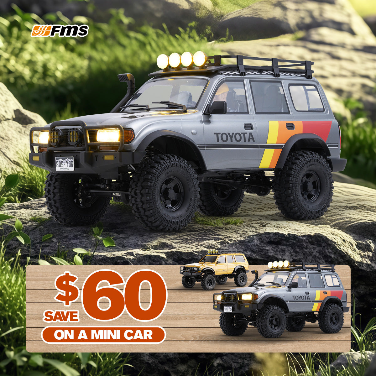 1:10 FCX10 LC80 Toyota Land Cruiser 80 RS | Gray RC Crawler | FMS
