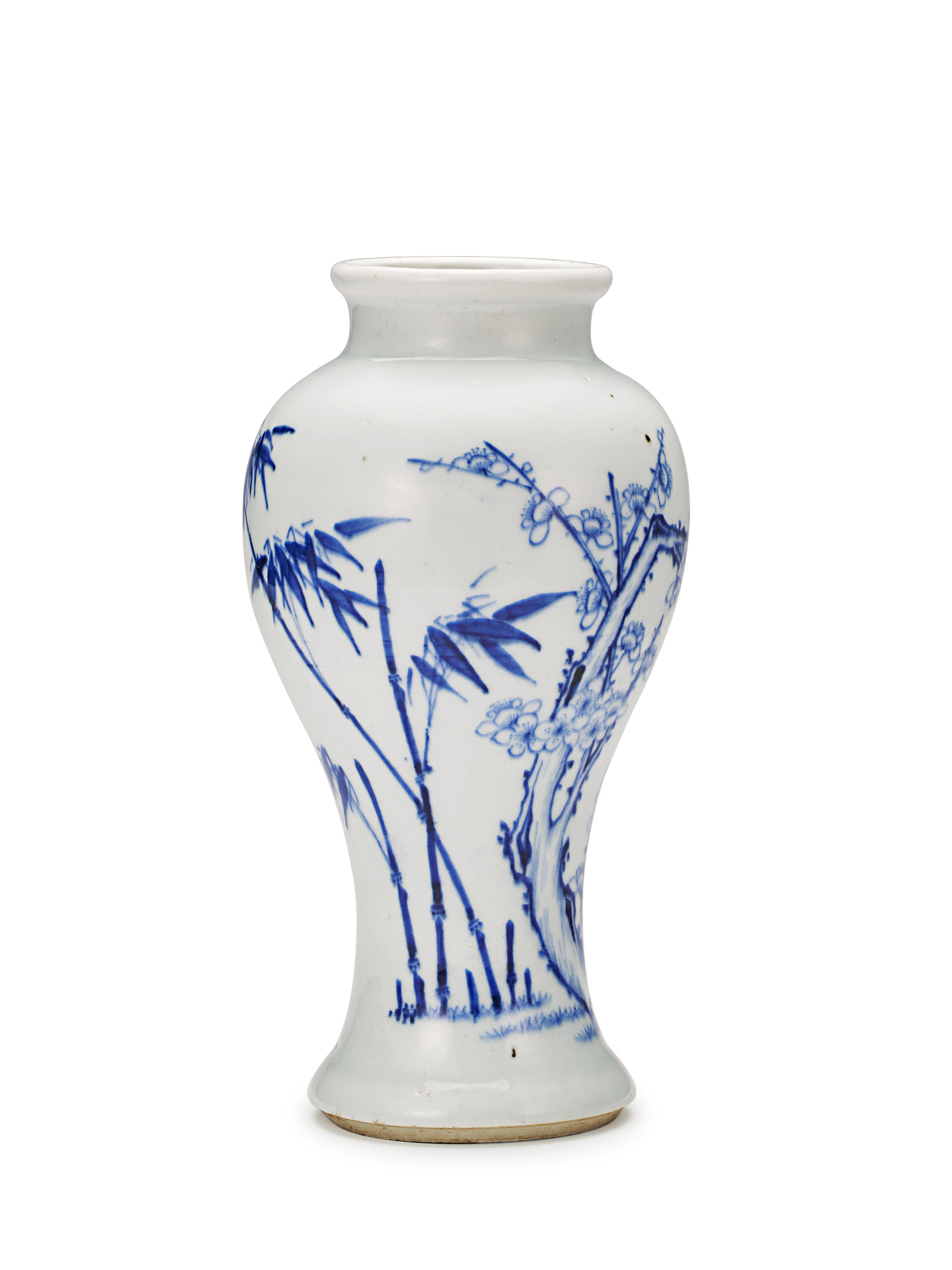 清 青花冰梅紋瓶 大清雍正年制款 共箱 中国古