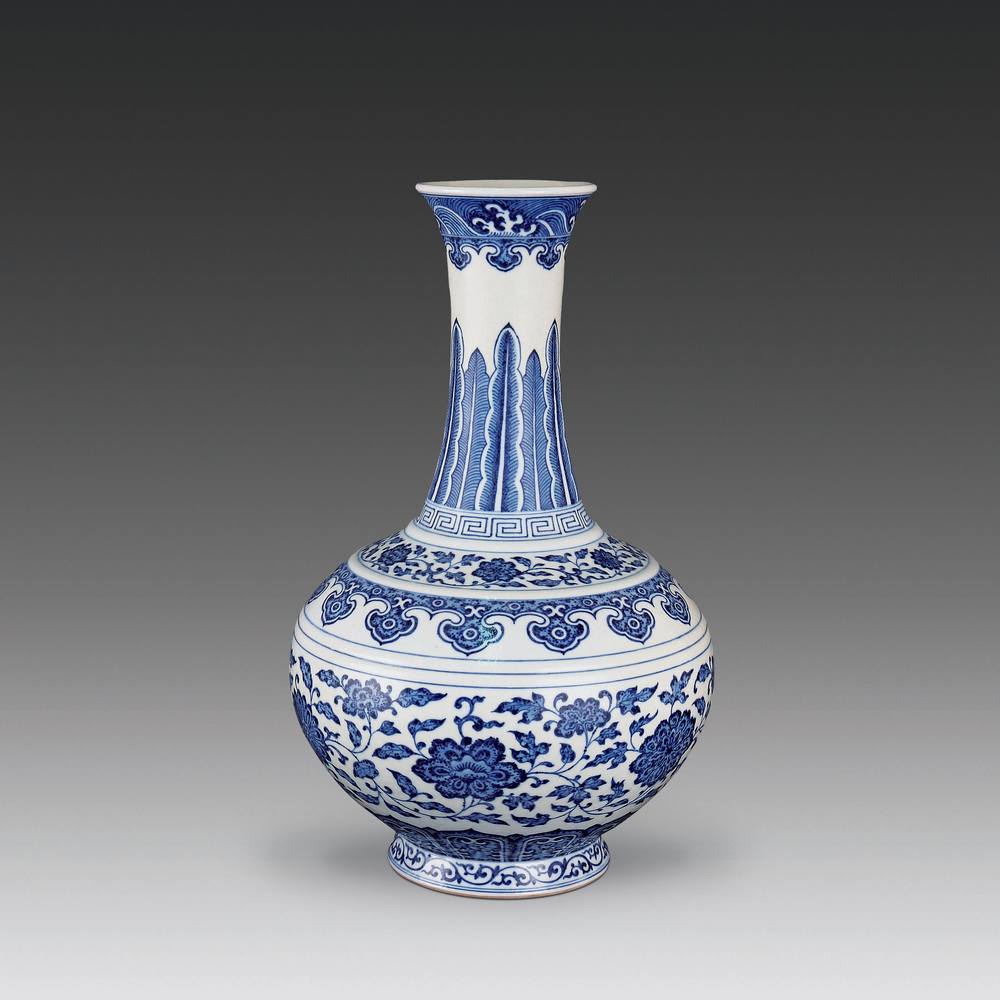 中国美術 青花 纏枝蓮花紋 花盆 盆盤 景徳鎮製 款 N813中国美術 青花