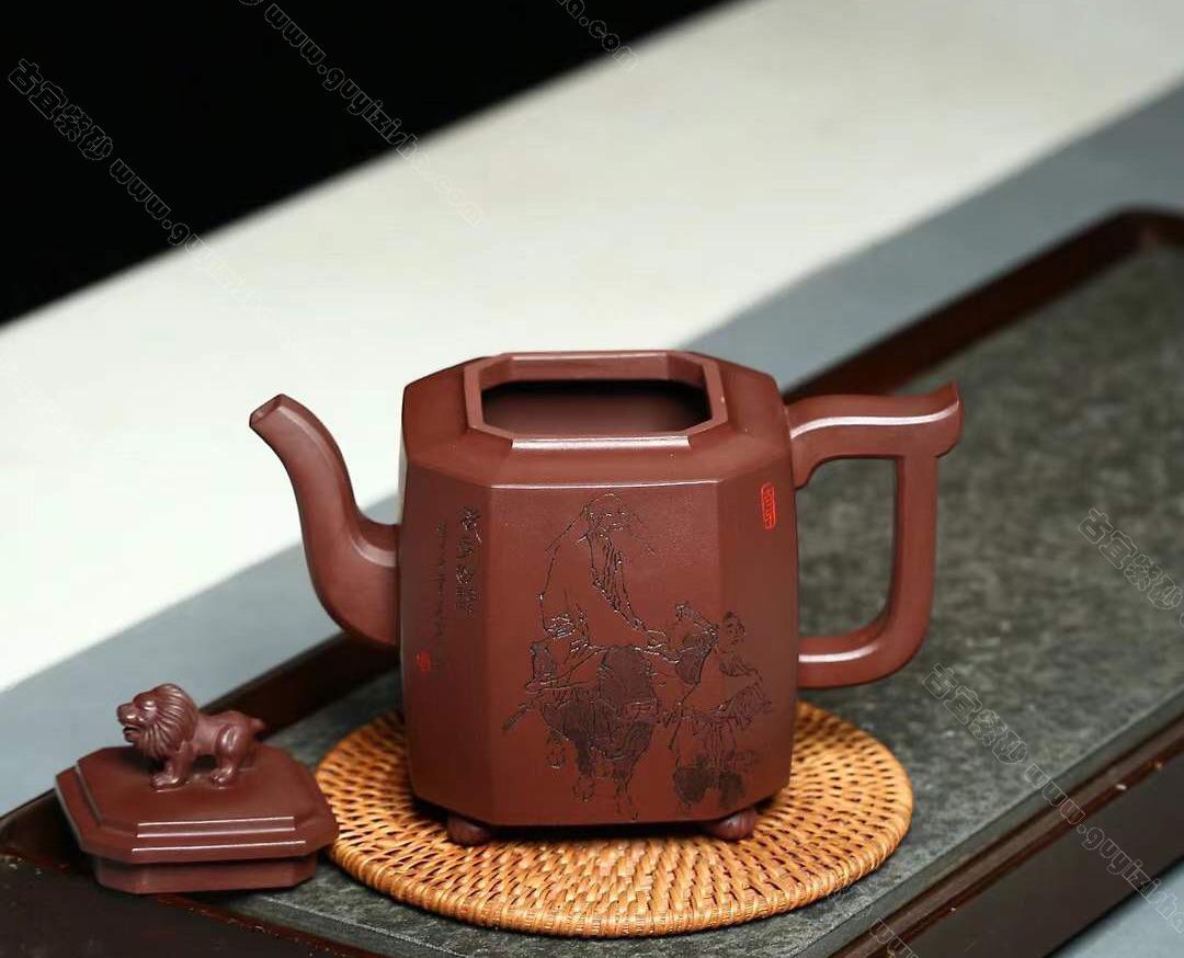 狮尊|正品葛军紫砂壶价格|龙血砂750CC