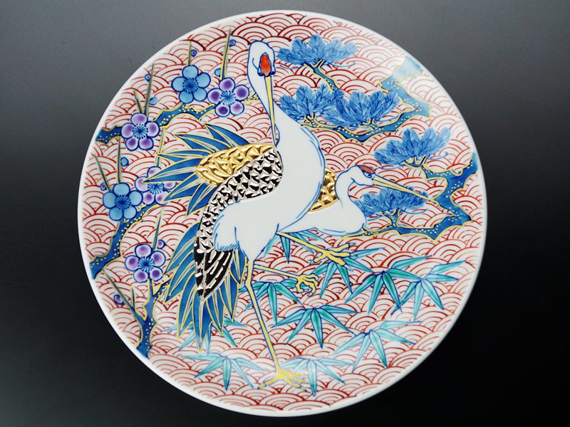 有田焼 深綿 梅鳳凰絵 一進 絵皿 飾皿 置物 有田焼 深綿 梅鳳凰絵 一進