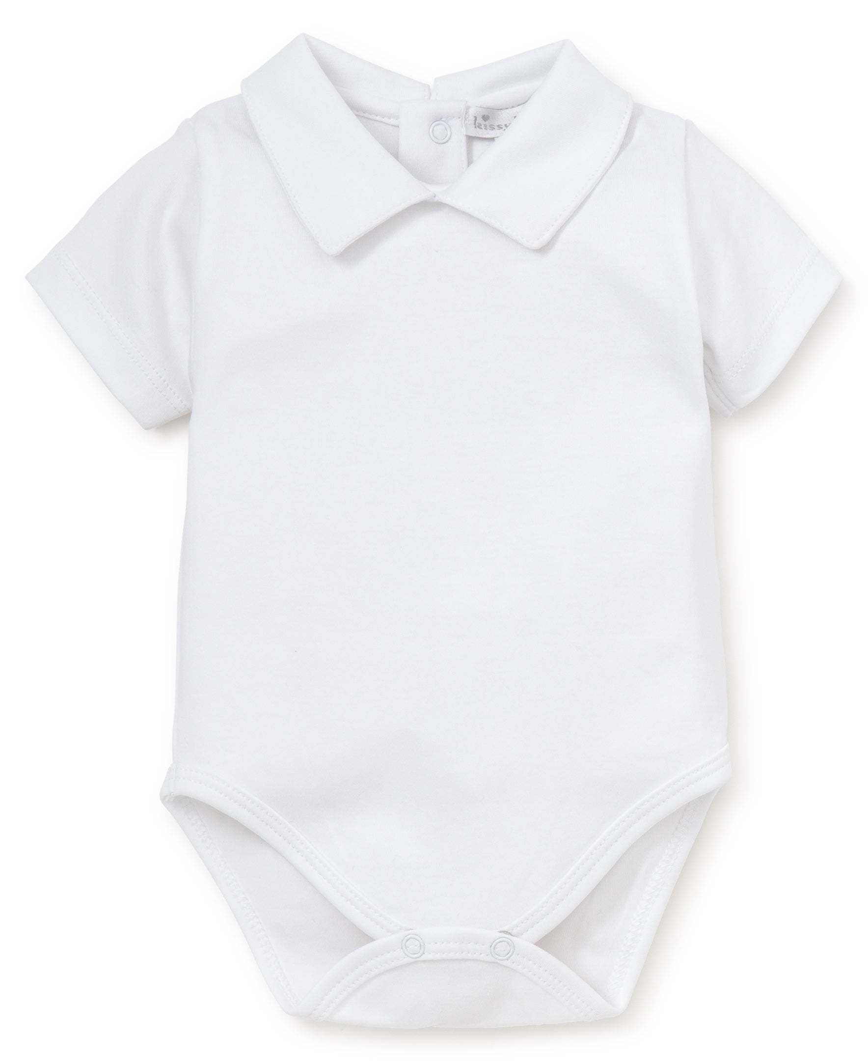 White Kissy Basics Short Sleeve Collar Bodysuit