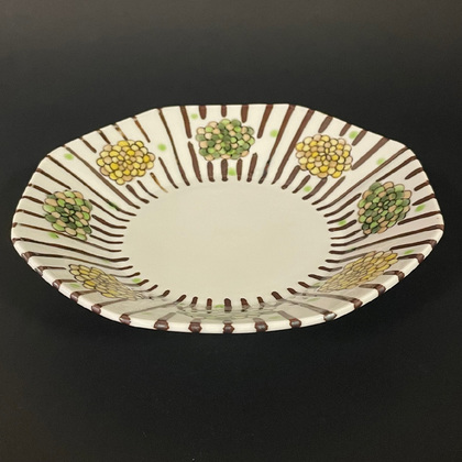 九谷焼 女流作家 鈴木晶子作 唐人 楕円小鉢揃 5客 九谷焼 女流作家