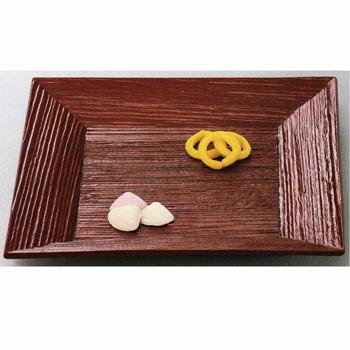 四方盆 一閑朱塗 ヘギ目【販売】-茶道具は京都しみず孔昌堂