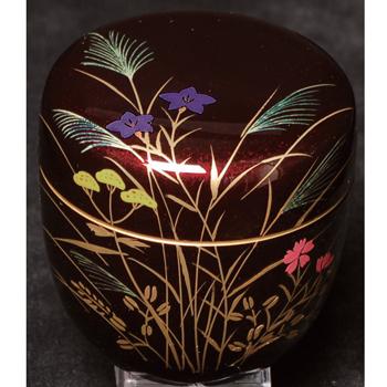 溜塗中棗 秋草蒔絵（内梨子地）【販売】-茶道具は京都しみず孔昌堂