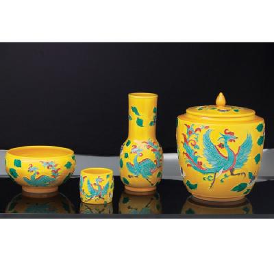 皆具 黄交趾 鳳凰 宝相華紋【販売】-茶道具は京都しみず孔昌堂